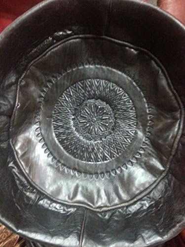 Moroccan Leather Pouf, Pouffes, Ottoman, Kids Stool Seat Children's pouf (Black)