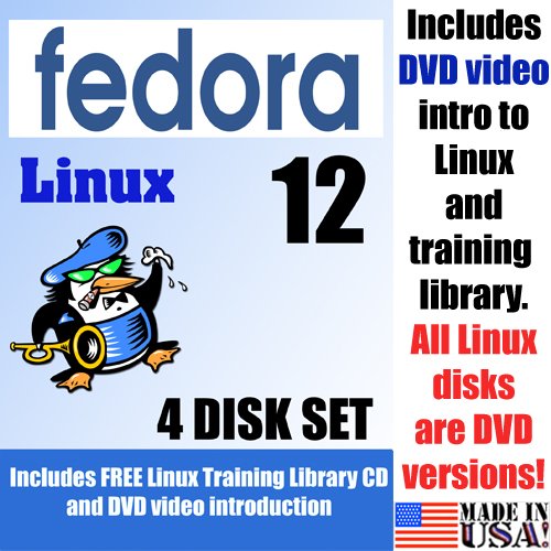 Fedora 12, 4-disks DVD Set, Includes Introduction to Linux video-DVD, Linux Training Library and printed Quick Reference Card of Linux commands, Contains both 32-bit and 64-bit versions