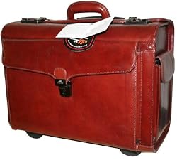 Mancini Brown Lawyer/litigation Rolling Leather Briefcase