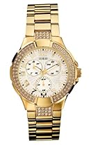 Guess Unisex Watch I16540L1 with Crystals, Sunray White Dial, Gold Plated Steel Bracelet and Gold Plated Steel Case
