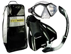 USDiversAdmiralLXIslandDryTrekSnorkelSet2012,Black,Medium