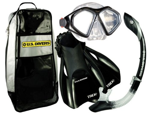 USDiversAdmiralLXIslandDryTrekSnorkelSet2012,Black,Medium