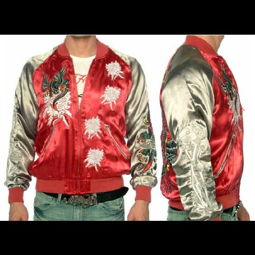 Ed Hardy エド ハーディー スーべニアジャケット フェニックス レッド/グレー