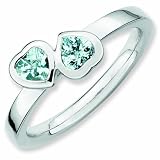Sterling Silver Stackable Expressions Aquamarine Double Heart Ring