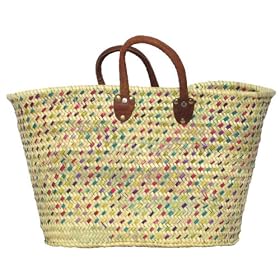 Moroccan Straw Summer Beach / Shopper / Tote Bag 23" X 13" X 11"