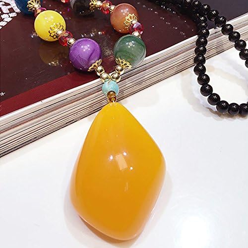 Womens Elegant Pearl Strands Sweater Chain Long Pendant Necklace Fashion Autumn Winter Jewelry for Girl (Diamond-shaped Beeswax)