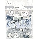 Amscan Elegant Decorative Confetti Anniversary Party Supplies, 1.2 oz, Silver/White