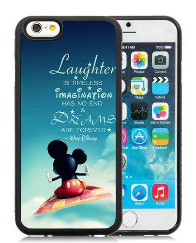 iPhone 6/6S 4.7 inches Laughter is Timeless Disney Dreams Mickey Mouse Quote Black Hot Sale Screen TPU Phone Case Fashion and Unique Design