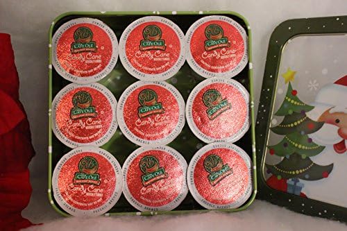 Bundle-2 items: Christmas Tin and 9-count Single Cup Holiday Coffee from HEB Cafe Ole (Candy Cane)