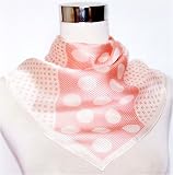 Chiffon/Satin Light Pink Dot on White - Silk Bandana 21x21