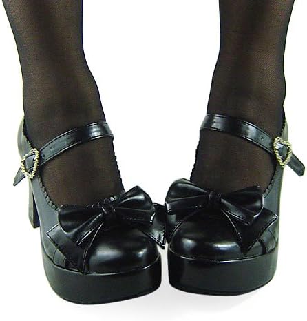Aovei ® Black 75MM Heel Ankle-High Round-Toe Gothic Lolita Shoes