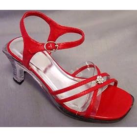 Fairytale Princess Red Clear Heel Sandals with Rhinestones ~ Pageant