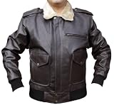 Lederjacke Motorradjacke Bomberjacke Pilotenjacke Fliegerjacke Braun, Herrengröße:50