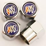 Set of 4 Buick Logo Chrome Tire Valve Stem Caps (Made of Metal)