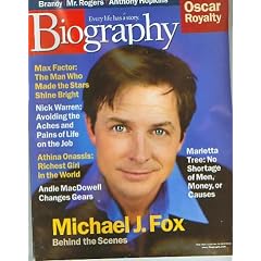 Biography Magazine March 2000 - Michael J Fox, Max Factor, Nick Warren, Athina Onassis, Andie MacDowell