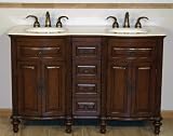 55 Bathroom Furniture Crema Marfil Marble Top Double Sink Vanity Cabinet 719CM