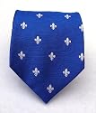 100% Silk Woven Royal Blue Fleur de Lis Tie