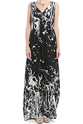 Plus Size V-neck Viscose Summer Animal Print Floral Print Maxi Dress 