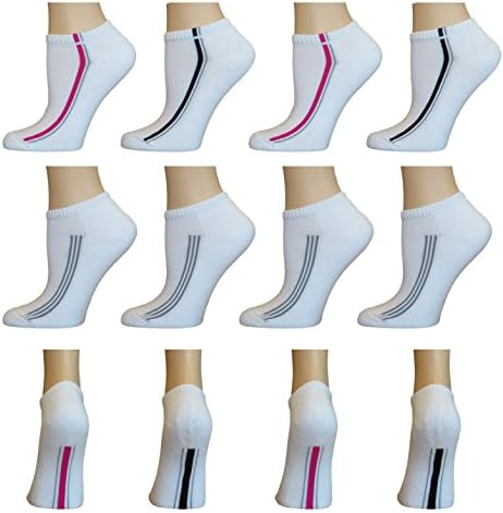 AirStep Women's Cotton Blend No Show Athletic Socks with Cushion Sole - 12 Pair