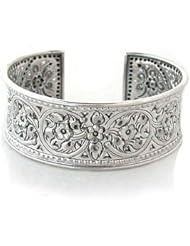 Silver cuff bracelet, Renewal - Floral Fine Silver Cuff Bracelet