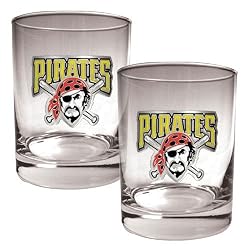 Pittsburgh Pirates MLB 2pc Rocks Glass Set - Primary Logo by Great American Products