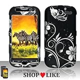 Rubberized Black White Vine Flower Snap on Design Case Hard Case Skin Cover ....