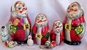 5 Pieces Hand made, Hand painted Nesting doll Santa Item #sc-22