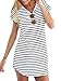 CHOiES record your inspired fashion Women's Black Striped Shift Tunic Mini Dress-Basic Summer tee Dress S