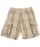 Please Mum Zip Front Twill Plaid Cargo Short