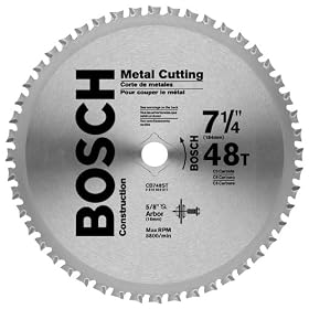 Bosch CB748ST 7 1/4 Inch 48 Tooth Metal Cutting Saw Blade with 5/8 Inch and Diamond Knockout Arbor Bosch CB748ST 7-1/4-Inch 48 Tooth Metal Cutting Saw Blade with 5/8-Inch and Diamond Knockout Arbor