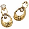 14K Yellow Gold Tear Drop Shaped Diamond Earrings Jacket (Stud earrings not included)