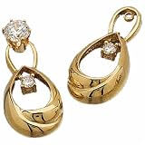 14K Yellow Gold Tear Drop Shaped Diamond Earrings Jacket (Stud earrings not included)