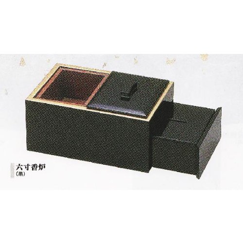 六寸香炉　香炉のみ　（黒（フチ金）） 