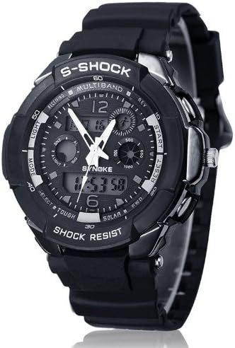 Ampmall® Dual Time Outdoor Sports Watch Digita Student Children's Multifunctional Hours Silicone Wristwatches Japanese Pc Double Movement Electronic Swimming Men's Military S-shock Watches Waterproof Watch for Child Men Women Lover Lady Girls Boys Kids Boyfriend Girlfriend Gift Christmas Gift Back Light with Unique Ampmall Lable (Black-67316)