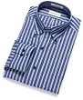 Van Heusen Men's Long Sleeve Pinpoint Fancy Bold Blue Stripe Shirt