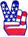 USA Peace Fingers Embroidered Patch 1960s Reproduction V Victory Sign Iron-On Anti-Wa...
