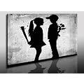 "Banksy" Druck auf leinwand - Wandbild 100x70cm k. Poster ! Bild fertig auf Keilrahmen ! Pop Art Gem�lde Kunstdrucke, Wandbilder, Bilder zur Dekoration - Deko / Top 200 "Banksy" Modern Bilder