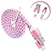 x5 Pcs 10 Feet Fabric Braided Flat Tangle Free Nylon Micro USB Cables - Sync Data & Charging Cable Cord for Samsung Galaxy Phone / Note, Google, Nokia & Most Android Devices [ 10Ft/3M - 5 Pack ]