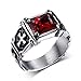RAUL FANT Mens Cross Titanium Stainless Steel Rings With Stone