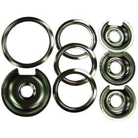 Range Kleen 1056RGE8Z GE Hinged Drip Pans and Trim Rings Containing 3 Units 105A, R6U and 1 Unit 106A,R8U, Chrome