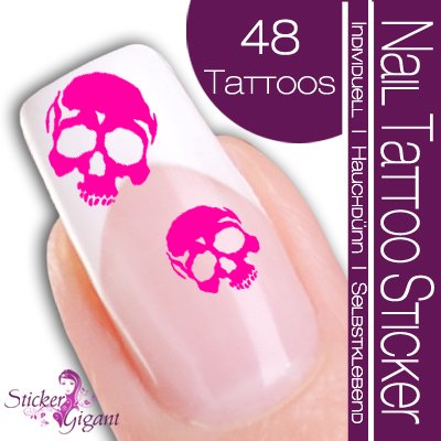 Nail Tattoo Sticker Totenkopf / Sch&auml;del - pink Preisvergleich