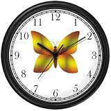 Golden & Marigold Butterfly - JP Animal Wall Clock by WatchBuddy Timepieces (Black Frame)