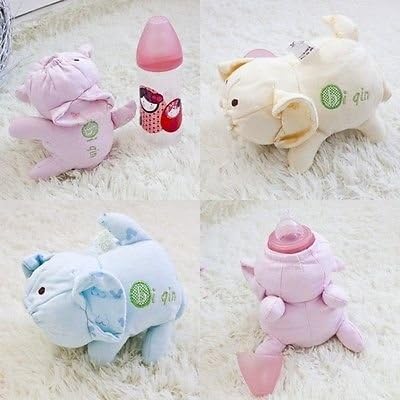 Baby Toddler Milk Bottle Keep Warm Plush Cover Pouch Travel Feeding Thermal Bag (Yellow)