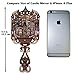 Ivenf Large Size Clouds & Castle Vintage Style Foldable Make-Up Metal Hand Mirror, Basso-Relievo Castle Pattern, Bronze & Pink