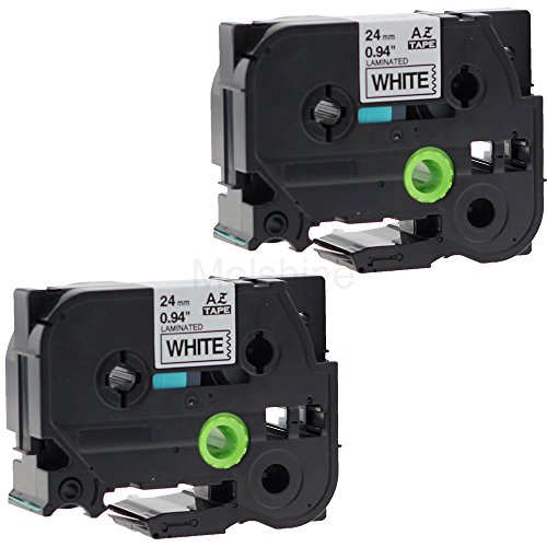 Molshine Label Tape Compatible for Brother TZe-251 TZe251 TZ-251 TZ251 Black on White (0.94inch 1/1inch 24mm) 2 Pack