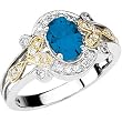 14K Two-Tone Gold Chatham Created Sapphire and Diamond Ring