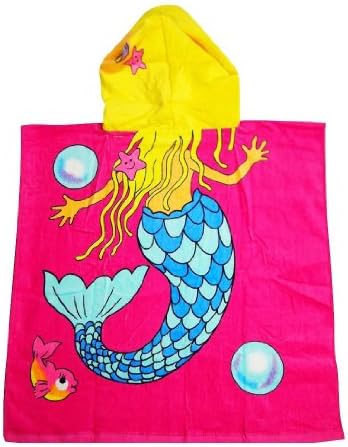 Kreative Kids CHILDRENS / BOYS / GIRLS DISNEY CHARACTER HOODED PONCHO TOWELS - BATH BEACH POOL (Mermaid)
