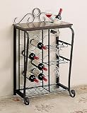 Black & Cherry Finish Wine Rack w/12 Bottle Wine & Ice Bucket Storage
