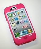 2 Layer Case for 4g iPhone Hot Pink/White - Comparable to Otterbox Defender ....