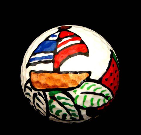 GOLF BALL - HAND PAINTED - DESIGN: CARIBBEAN EXCITEMENT